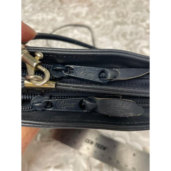 Vintage Etienne Aigner Clutch or Crossbody Navy Leather Minimalist Bag Y2K - Picture 2 of 7